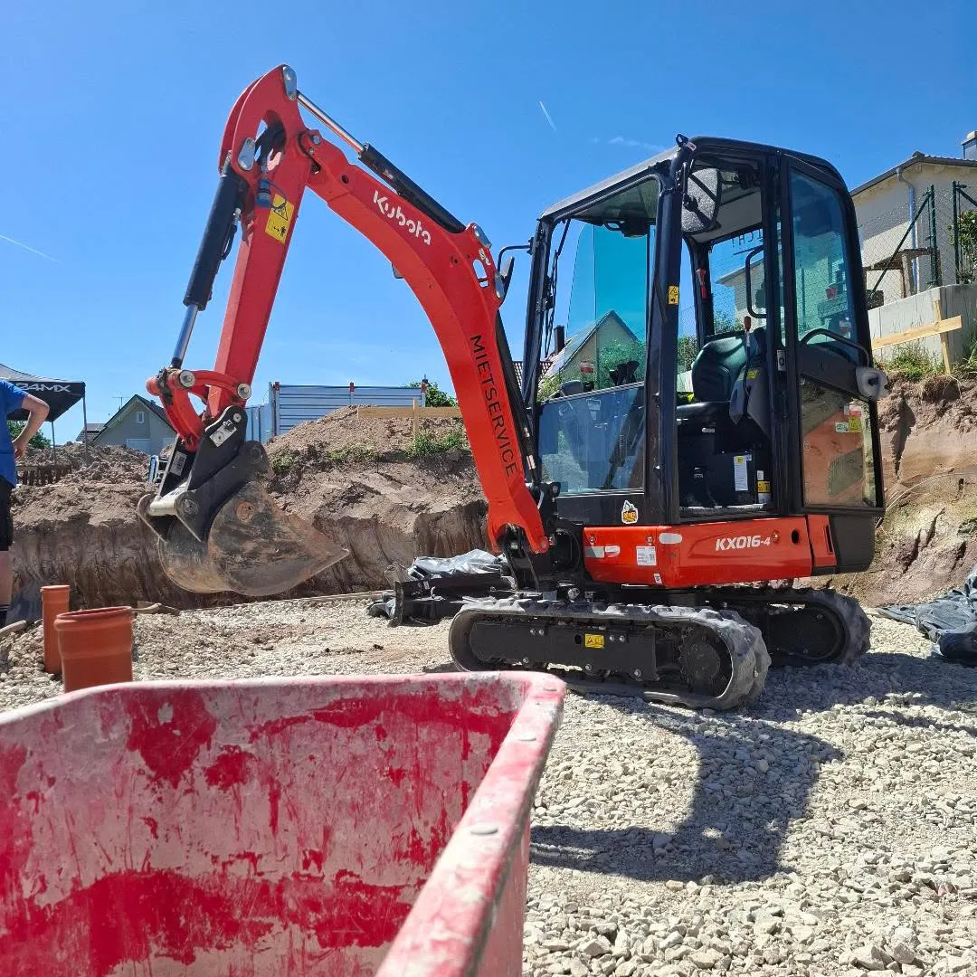 Kubota Minibagger im Einsatz auf einer Baustelle